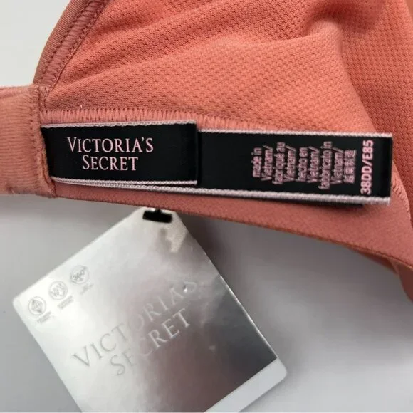 NWT Victoria's Secret Womens Wireless Bra 38DD Orange Strappy Padded Stretch - Picture 5 of 5